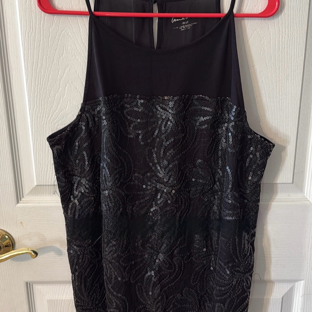 Lane Bryant Black Sequin Tank Top